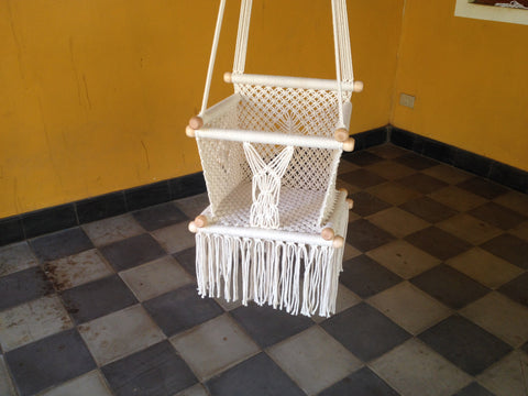 .Macrame baby swing